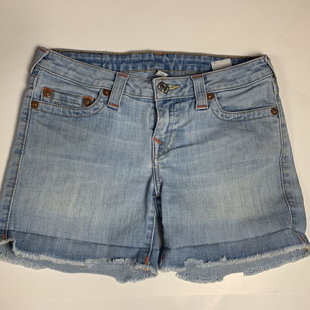 TRUE RELIGION mid cut off shorts size 27 stretch